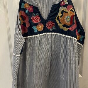 Savanna Jane Navy Floral Embroidered Top